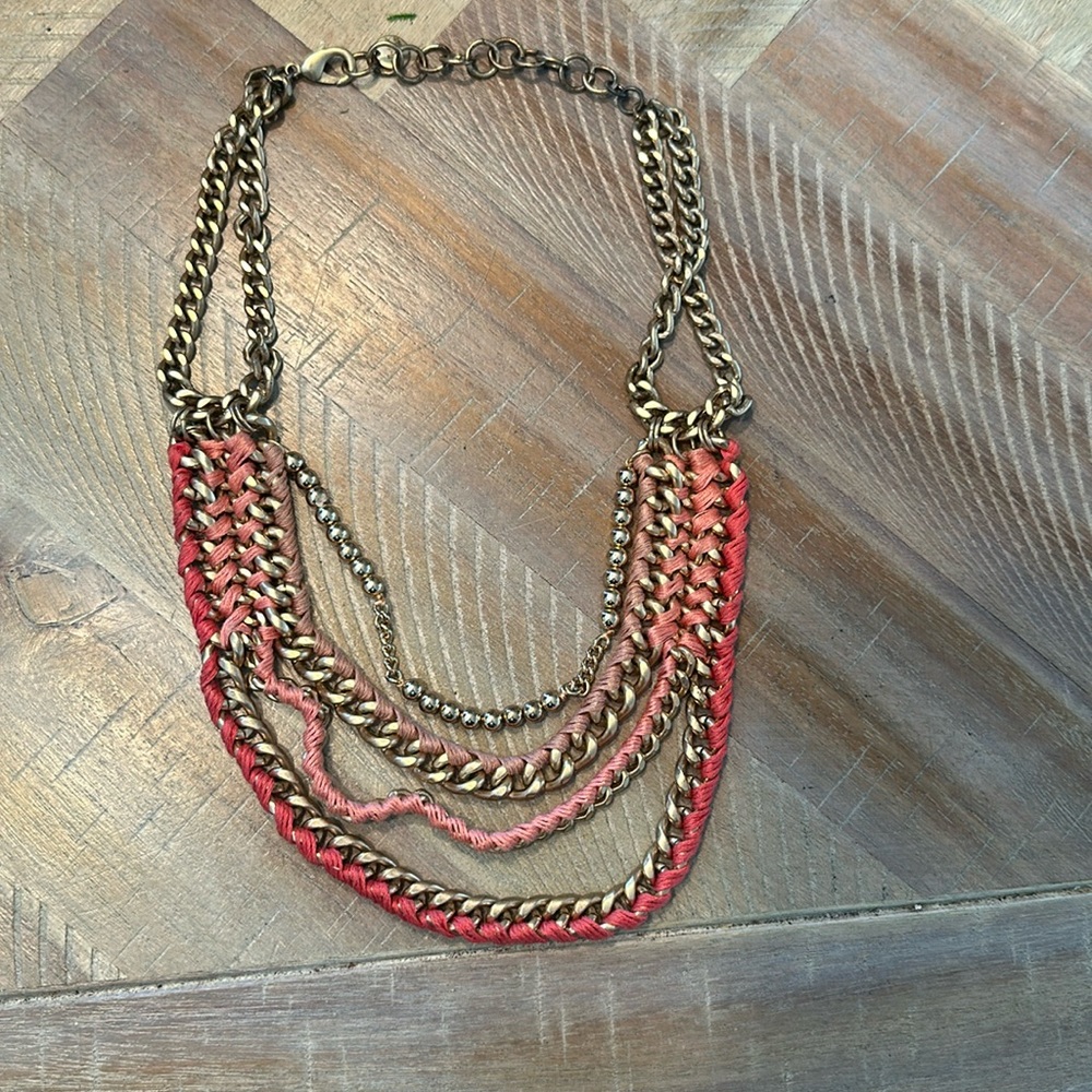 Stella n Dot mix media choker. Rope/cloth  material and metal.